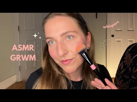 ASMR everyday makeup GRWM + whisper ramble 🩷 my filming setup, making friends & other rambles ✨