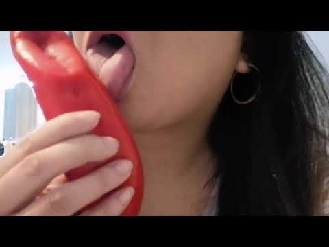 Asmr | licking eating paprika sexy mouth sounds | cozy and relaxing