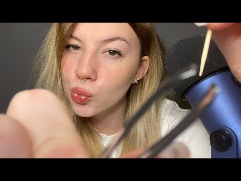 ASMR Pinch And Pluck Trigger 🧡 (mouth sounds, rambling)