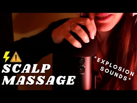 ASMR - FAST INTENSE SCALP MASSAGE | mic explosion sounds with FOAM COVER