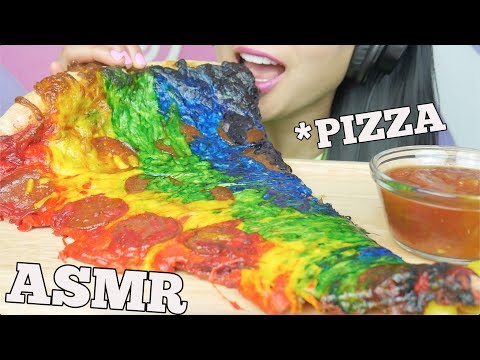 ASMR GIANT RAINBOW PIZZA (EATING SOUNDS) NO TALKING | SAS-ASMR