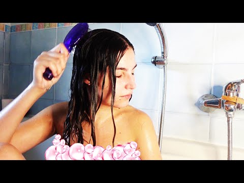 ASMR Disney HALLOWEEN BATH (hair brushing, feet care, water sounds, intense frizzing sound)