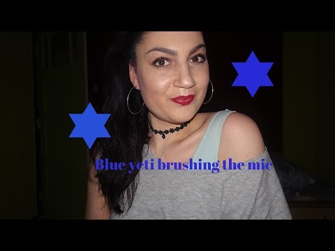 ASMR Brushing blue yeti with make up brushes