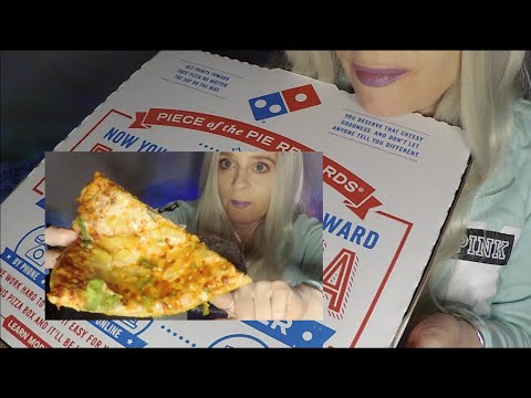 ASMR Eating Dominos Pizza, Whispered Ramble Chit Chat, Drinking Coca Cola