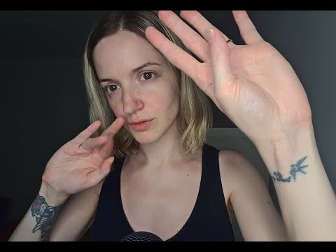 ASMR pure hand sounds and movements with tongue clicking + whispering   gentle, relaxing