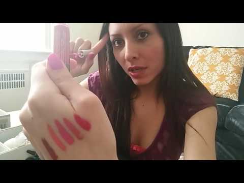 Asmr- Rummaging through my makeup and swatches (whispered)