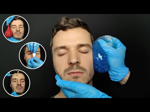 ASMR Face Exam With Unusual Tools *Stethoscope | Squeeze Toy | Wooden & Plastic Sticks & Much More*