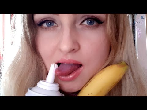 Asmr |sensual banana cream eating, eating sounds,  banana sounds,  mouth sounds,  sensual whispering
