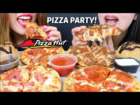 ASMR PIZZA HUT CHEESY PIZZA PARTY *BIG BITES*  + CHOCOLATE CREAM PUFFS 피자 리얼사운드 먹방 | Kim&Liz ASMR