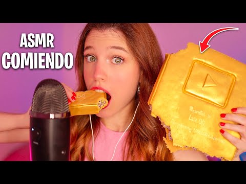 ASMR COMIENDO MI PLACA DE YOUTUBE (Mouth Sounds)