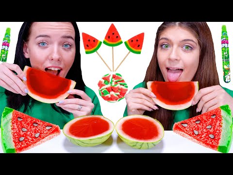 ASMR Watermelon Party *Watermelon Lollipop, Jelly Watermelon, Sour Spray | Eating Sounds