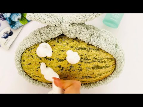 ASMR Oddly Satisfying Makeup and Skincare on melon ?🤯😱 /पूरा करना