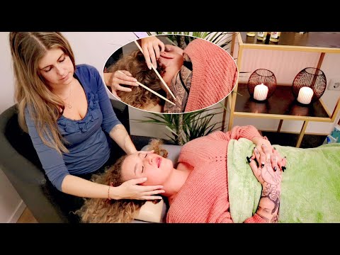 ASMR Deep Sleep Session [Real Person] Back Tracing & Head Massage & Face touching (deutsch german)