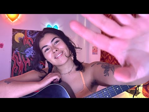 ASMR | Soft spoken hand movements, light triggers, affirmations (and a song!)