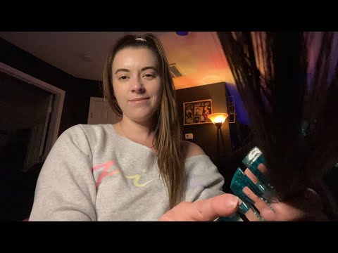 ASMR Role Play: Detangling and Treating Your Hair Before Bed (real hair sounds)