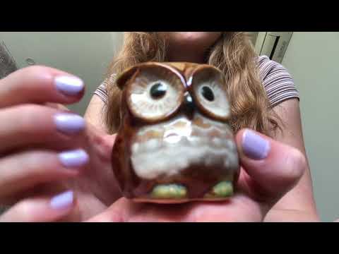 ASMR relaxing tapping on a glass owl