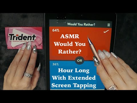 ASMR Gum Chewing Would You Rather On iPad | Hour Long with Extended Screen Tapping | Whispered
