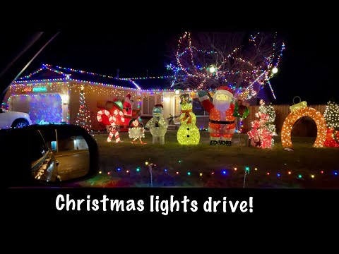 Christmas Lights Drive 2023 (Soft Spoken version) With quiet music~Relaxing driving sounds~ASMR