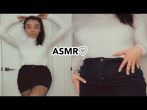 ASMR | DENIM SKIRT SCRATCHING WITH FISHNET STOCKINGS & LONG NAILS (tingles for ur ears) RELAXATION💙