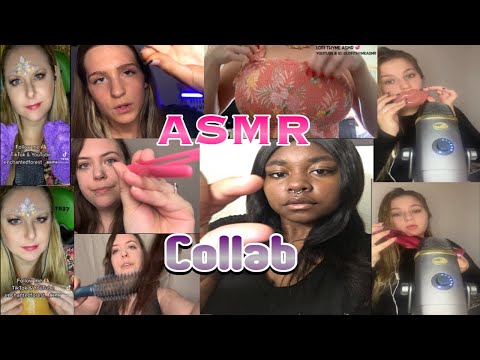 ASMR Collab 5 ASMRtist & Triggers (plucking,mouth sounds,liquid,clothes scratching, etc) #asmr