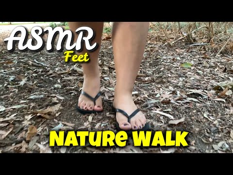 NATURE WALK ASMR -  STEPPING ON LEAVES, GRASS AND MORE | ASMR FEET