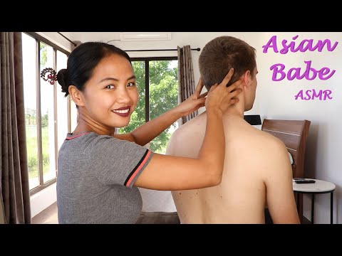 Asian Babe ASMR | SUPER CALMING Back Rub After a Long Day (Tickle Massage: Shoulders/ Back/ Neck)