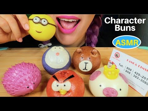 ASMR CHINESE CHARACTER BUNS (Minions, Doraemon) | 귀여운 도라에몽, 미니언즈 호빵 리얼사운드 | CURIE. ASMR