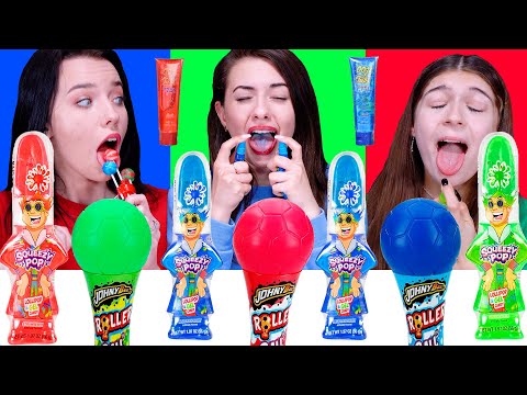 ASMR Red vs Green vs Blue Color Food Challenge! Eating Only ONE Color of Food for 24 Hours!