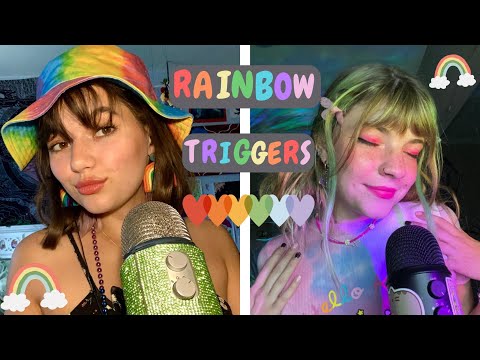 ASMR | Fast and Aggressive Rainbow Triggers w/ @HuntsASMR  (Intense Mic Triggers and Mouth Sounds)
