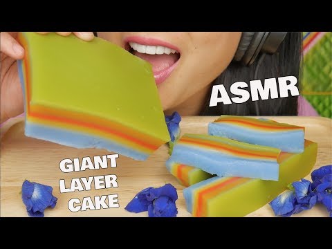 ASMR SOFT CHEWY EATING SOUND (GIANT SWEETS LAYER CAKE) SAS-ASMR