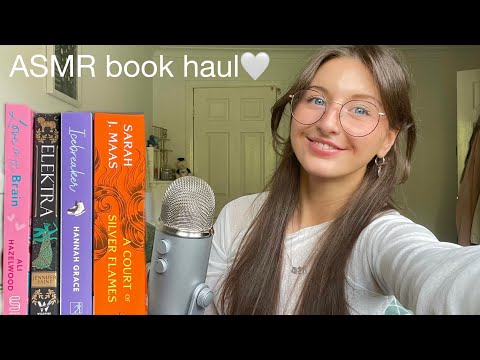 ASMR Book haul🤍 (book tapping, whispered rambles, tracing)