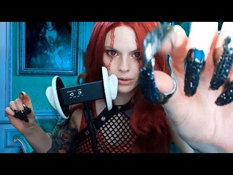 ASMR Cyberpunk Vampire Plucking Stress Relief | Metal Talons Sounds | Reverb | Tracing