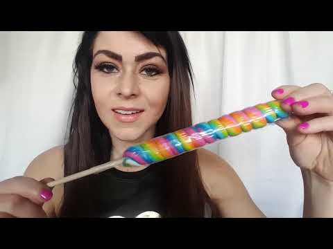 Rainbow Lollipop ASMR! 🍭 Whispering and Mouth Sounds | YUMMY LICKING AND SUCKING 👅