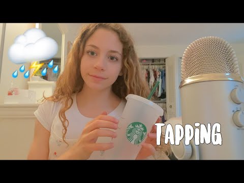 ASMR tapping during a Thunderstorm~ fall asleep 😴