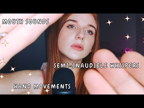 ASMR | Semi-Inaudible Whispers + Mouth Sounds + Hand Movements. 💛