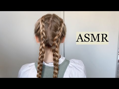 ASMR Dutch Braiding My Friend's Hair 🤍 (brushing, spraying, styling, scratching, no talking)