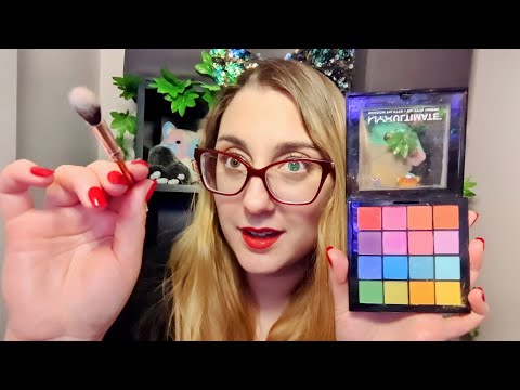 ASMR Doing your Pride Makeup (repeating, mouth sounds, visual triggers)