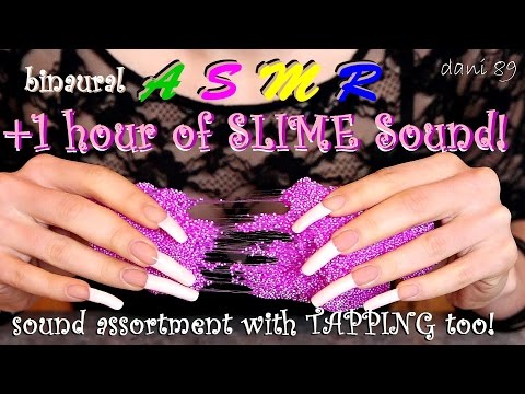 💤 1 HOUR of INTENSE ASMR👂Playing with colored SLIME 🎧 *sound assortment* tapping, scratching, etc ✶