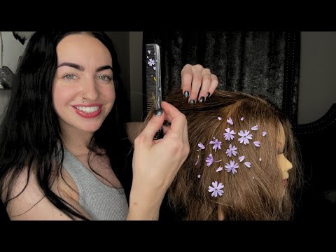 [ASMR] Friend Removes Flower Petals From Your Hair | Combing & Brushing Sounds