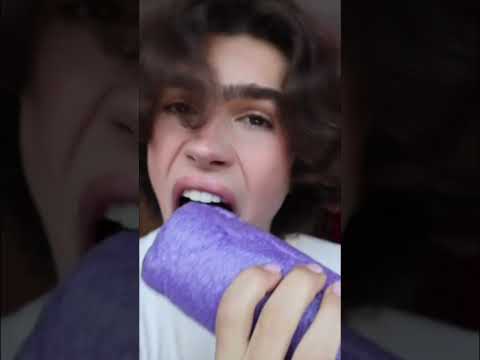 Chewing on a pool noodle #asmr #chewing