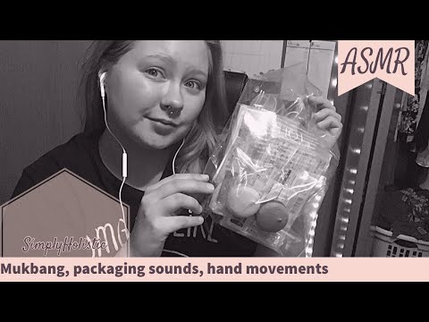 ASMR-Mukbang, packaging sounds, and hand movements