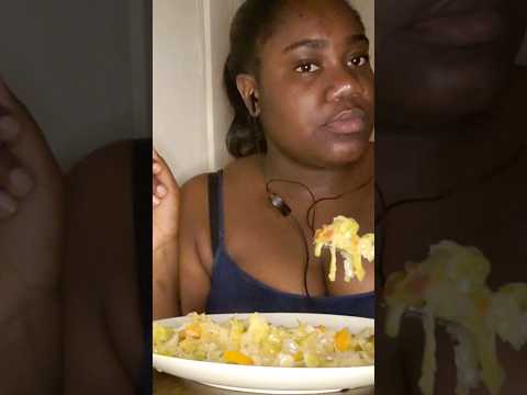 Jamaican steam cabbage with bread mukbang asmr