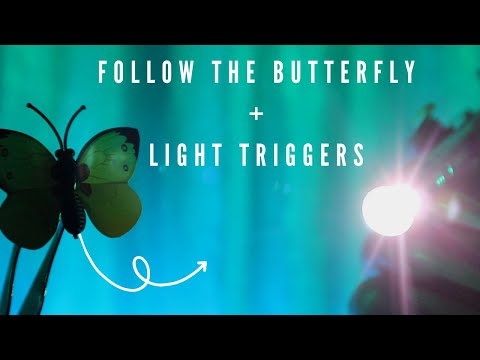 ASMR | Follow the Light + Follow the Butterfly (tracing, sunrise/ sunset light triggers) Whispering