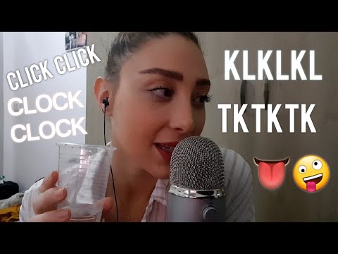 MOUTH SOUNDS CLICKING 👅 & TAPPING ON WOOD SURFACE  | ASMR