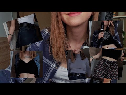 whispered clothing try on haul asmr | jeans, pants, crop tops, turtleneck & more