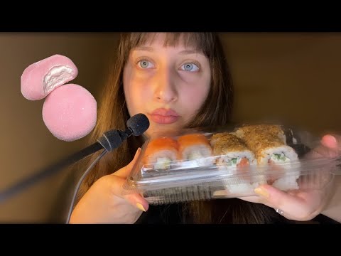 Asmr cozy sushi and mochi mukbang in my room💛✨