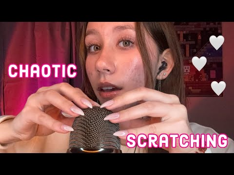 ASMR | fast and chaotic mic scratching and tapping with nails NO TALKING (looped)
