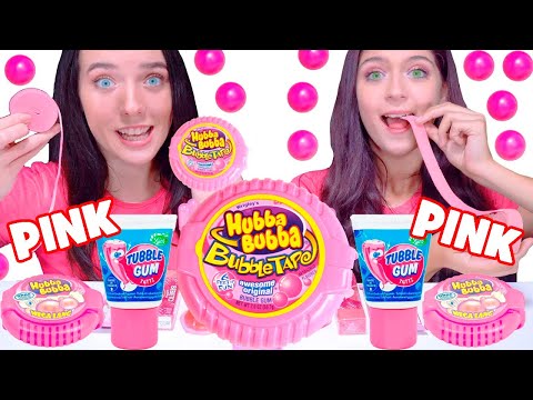 ASMR Eating Only One Color Food Pink Mukbang Candy Race
