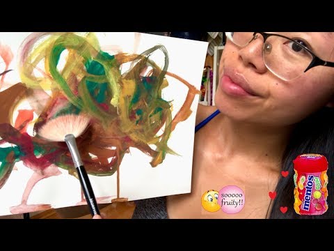ASMR Hilariously Analyzing a 2 YR OLD TODDLER'S ARTWORK w. GUM CHEWING, Brushing + Paper Sounds!!