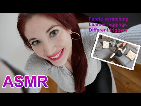 ASMR Leather leggings High heels and different triggers | Fabric scratching tapping etc [no talking]